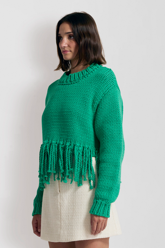 Verde Fringe Knit - Emerald
