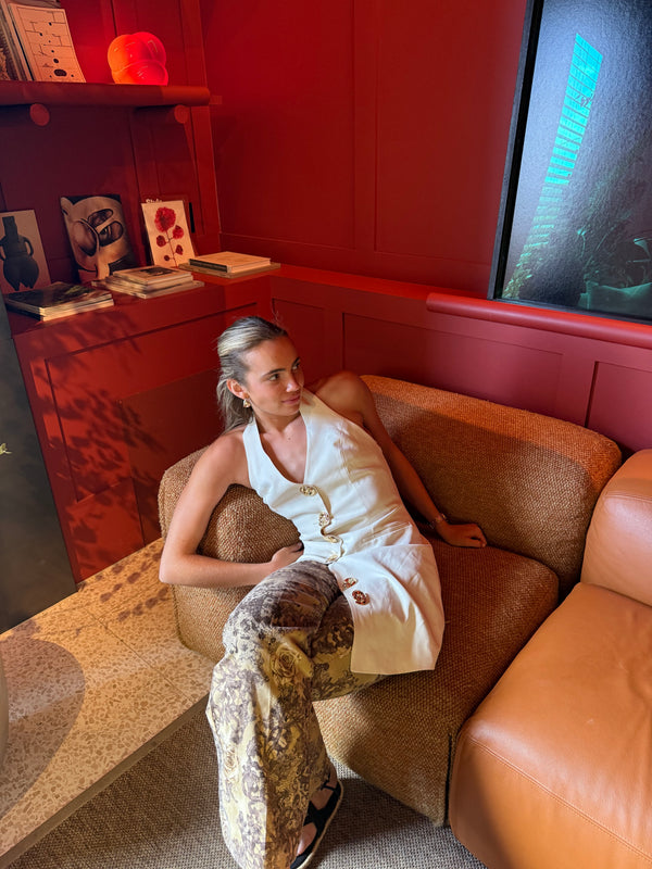 Sophie wears the Irida Vest Dress in S