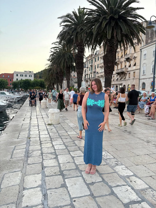 Lydia wears the Camilla Maxi Dress in L