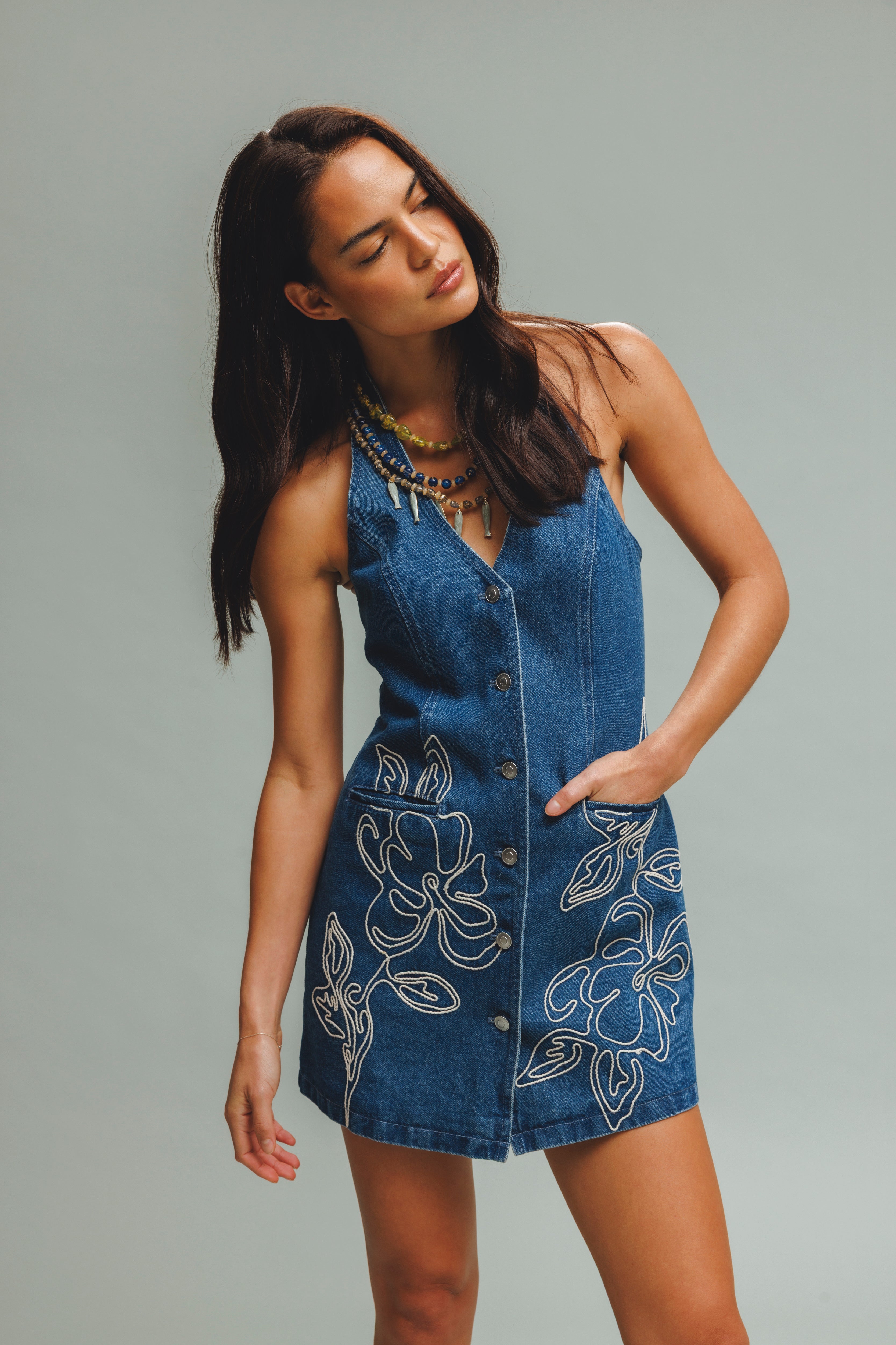Wynn Denim Mini Dress - Bluestone – The Wolf Gang