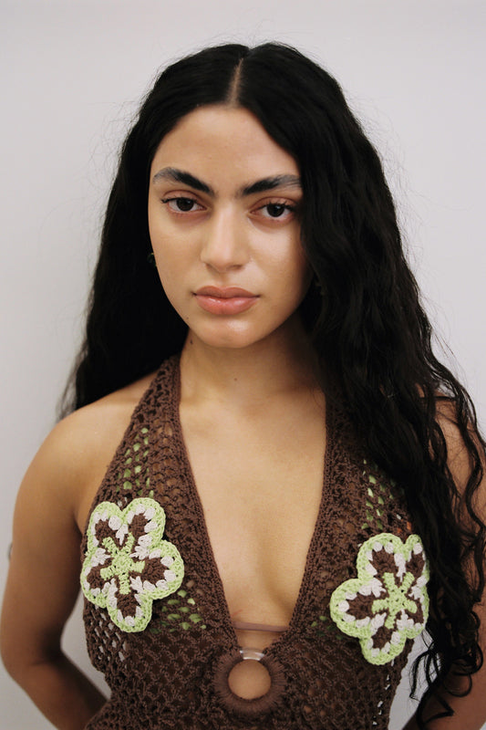 Elke Crochet Mini Dress - Cocoa