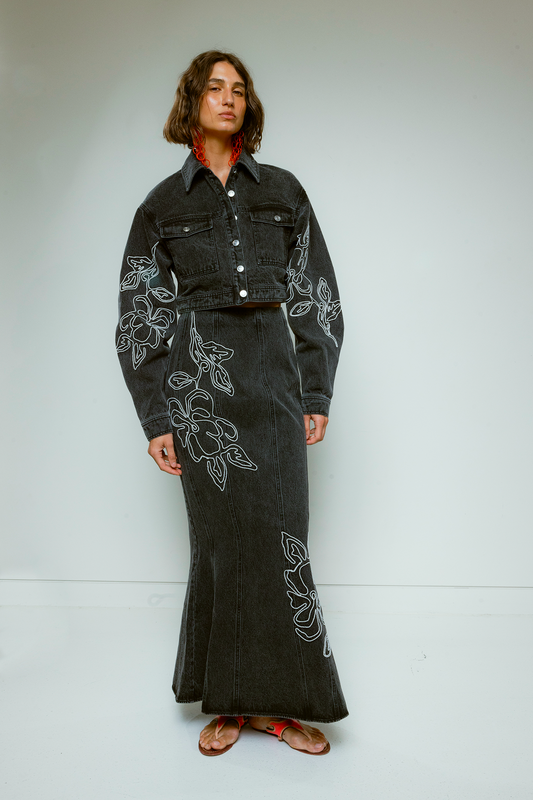 Franka Denim Maxi Skirt - Ash