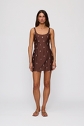 Luvia Beaded Mini Dress - Chocolate