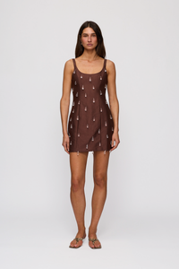 Luvia Beaded Mini Dress - Chocolate