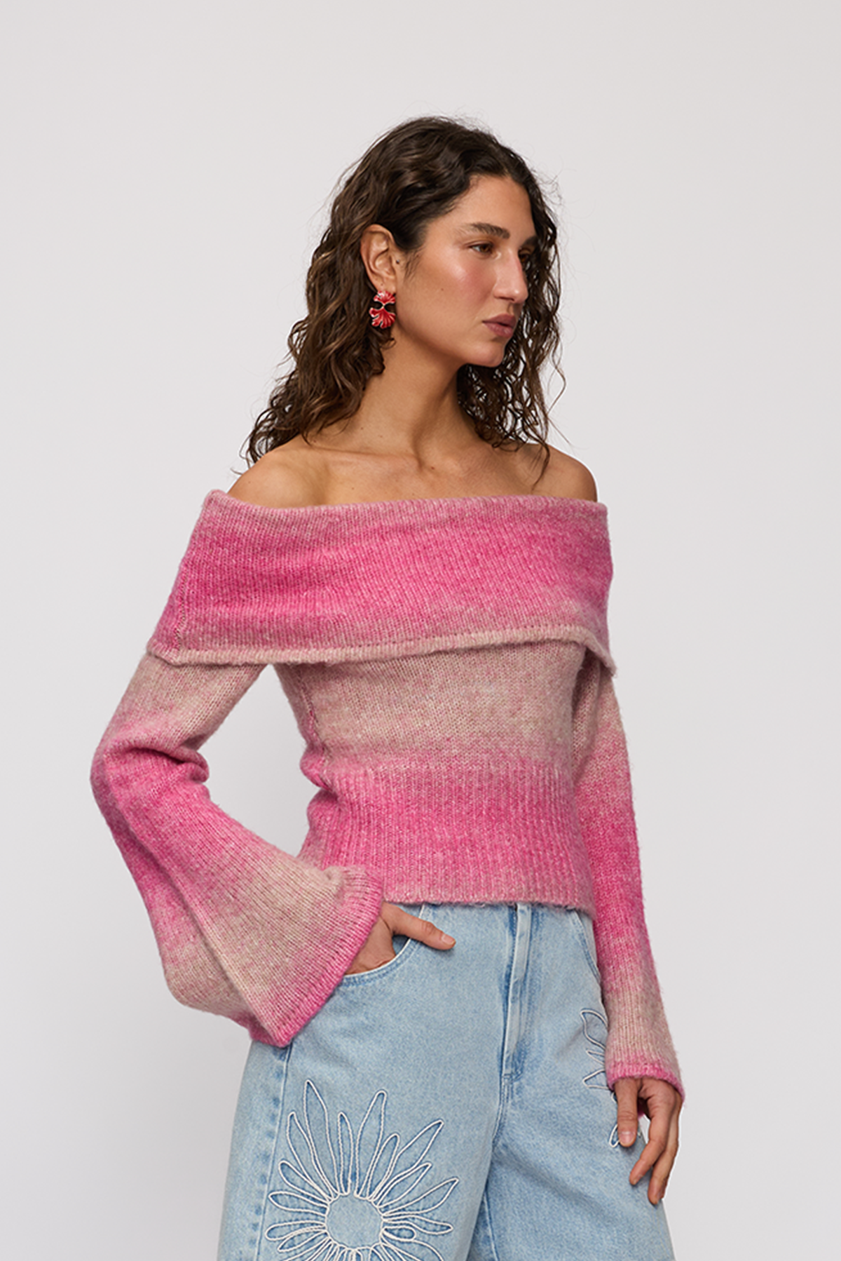 Soraya Knit Off Shoulder Top - Candy Ombre