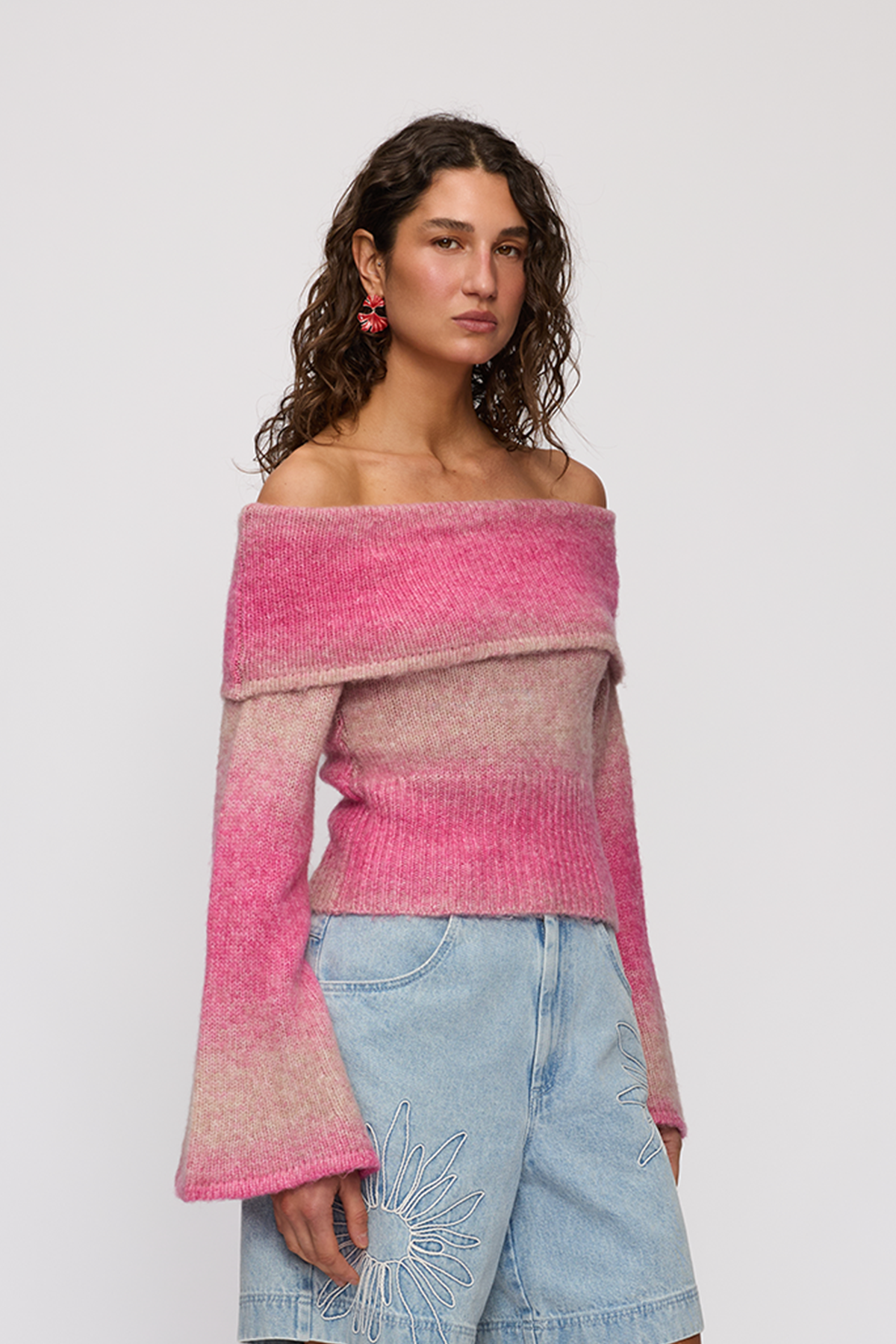 Soraya Knit Off Shoulder Top - Candy Ombre
