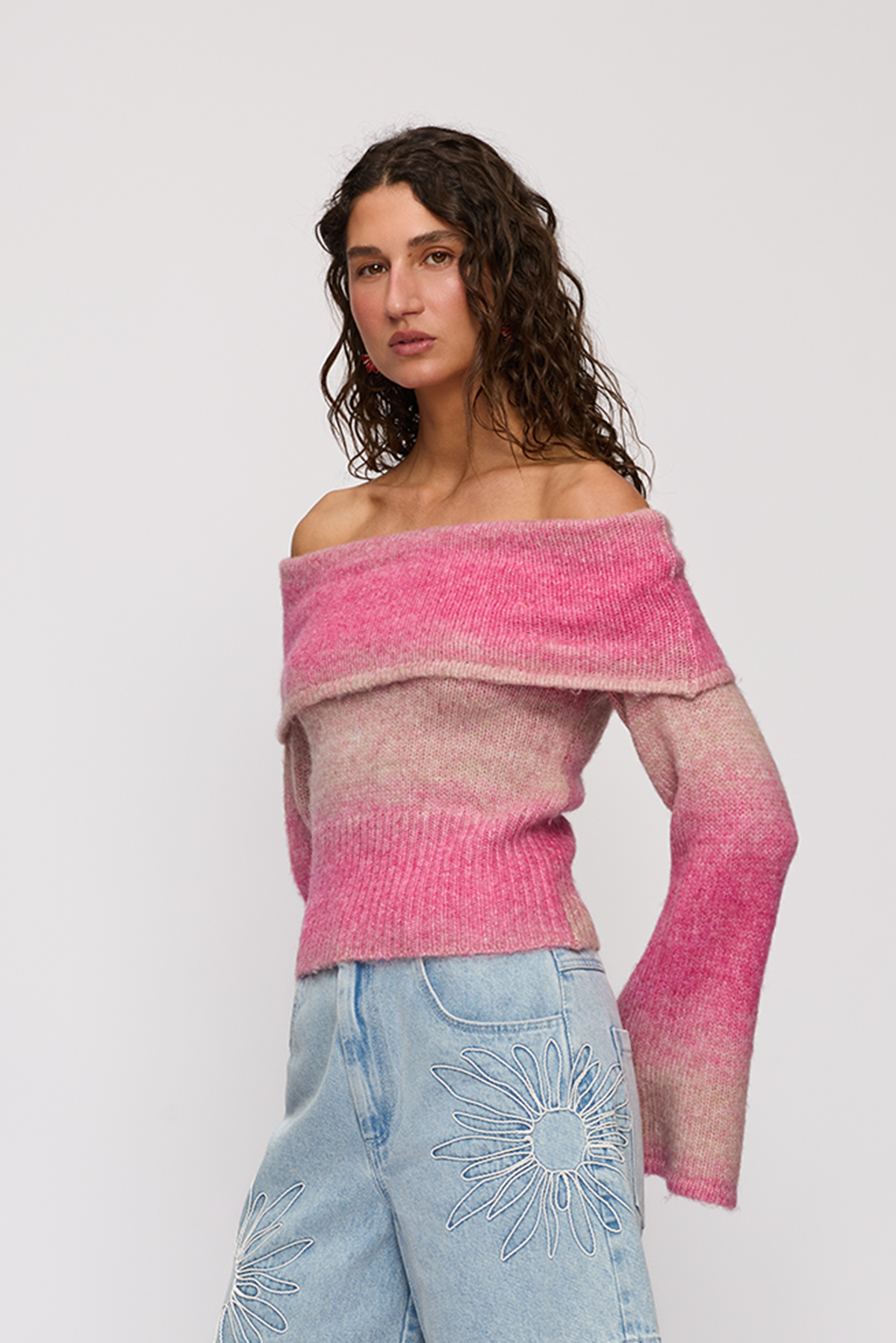 Soraya Knit Off Shoulder Top - Candy Ombre