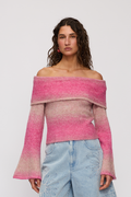 Soraya Knit Off Shoulder Top - Candy Ombre