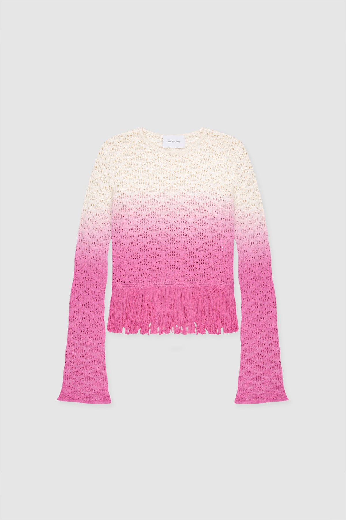 Zinna Fringed Knit Top - Magenta Ombre