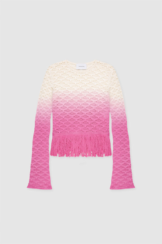 Zinna Fringed Knit Top - Magenta Ombre