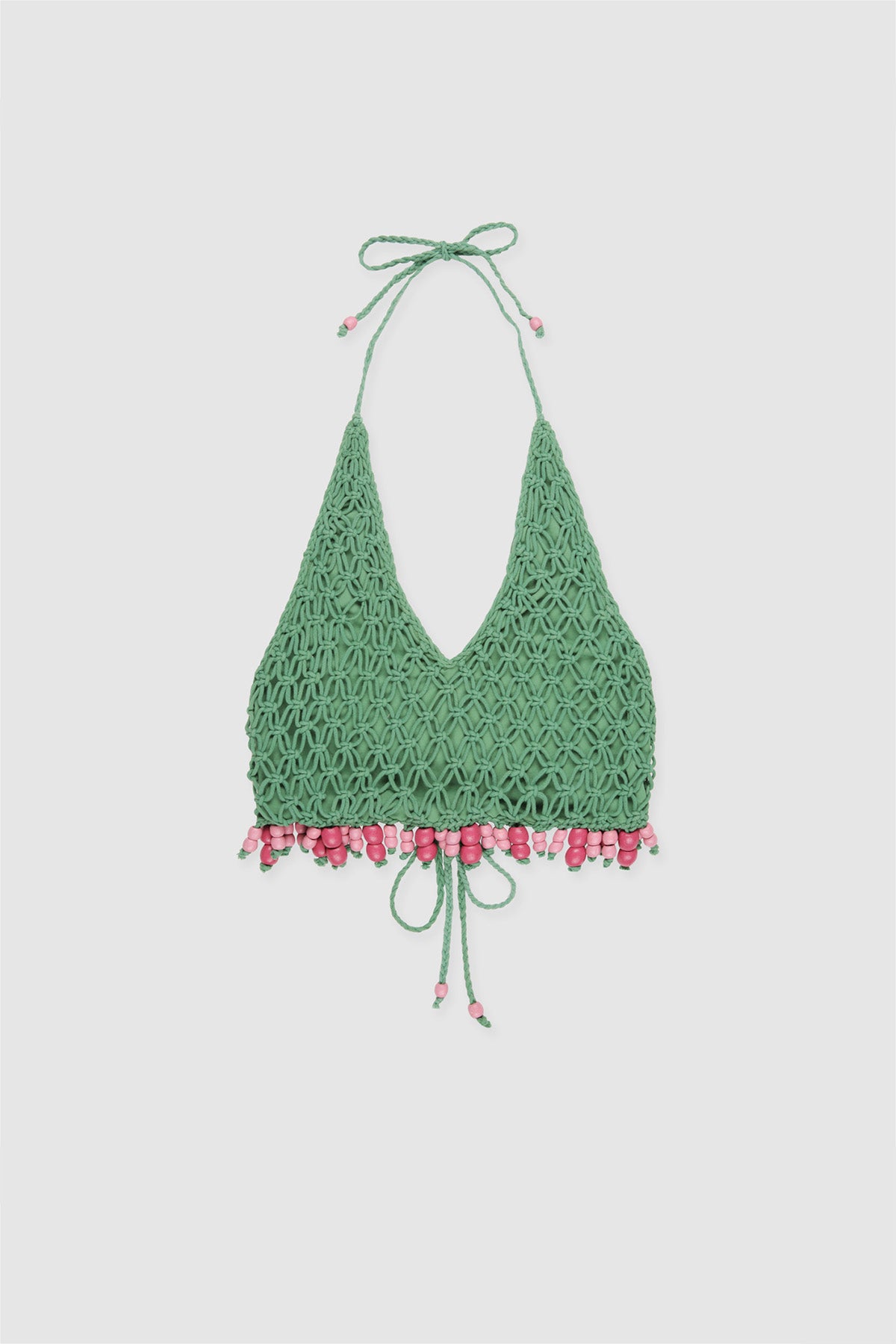 Reis Beaded Macrame Top - Emerald