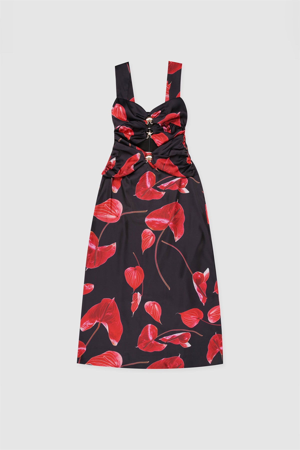 Merci Midi Dress - Noir Anthurium