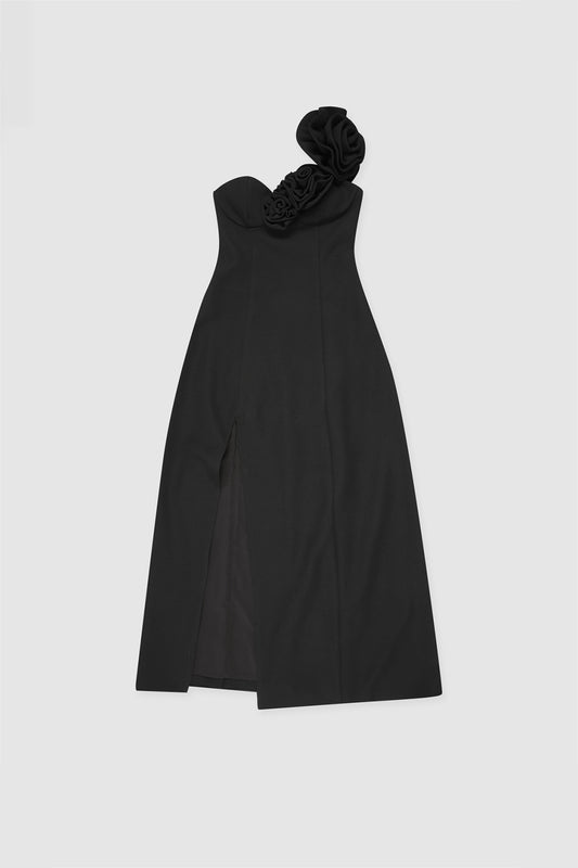 Flores Rose Midi Dress - Noir