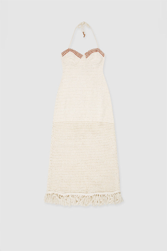 Ottavio Crochet Midi Dress - Ivory