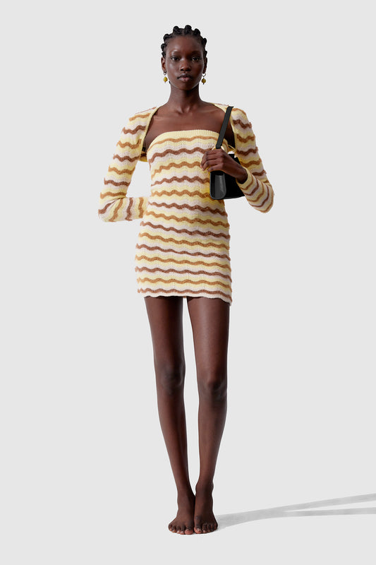 Greta Knit Mini Dress - Lemon Stripe