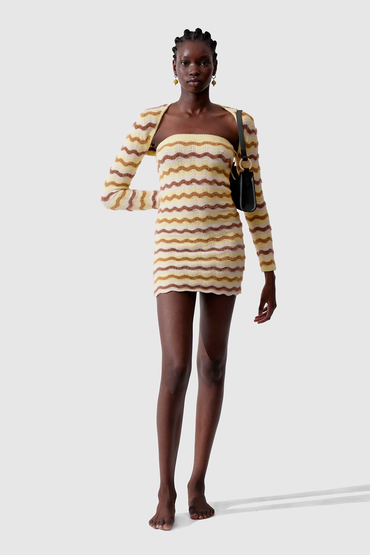 Greta Knit Mini Dress - Lemon Stripe