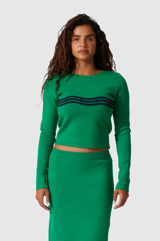 Venaya Wave Knit Top - Emerald