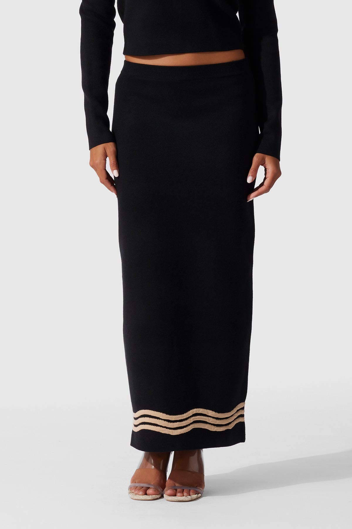 Venaya Wave Knit Skirt - Noir