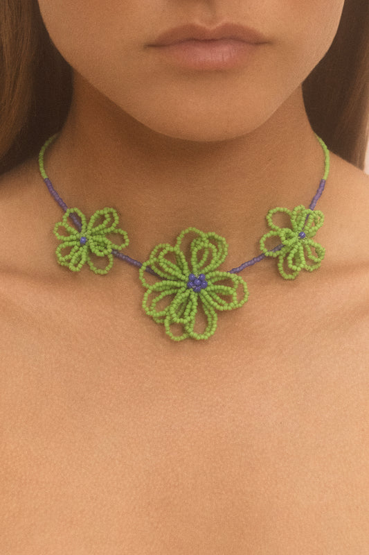 Loula Flower Necklace - Emerald