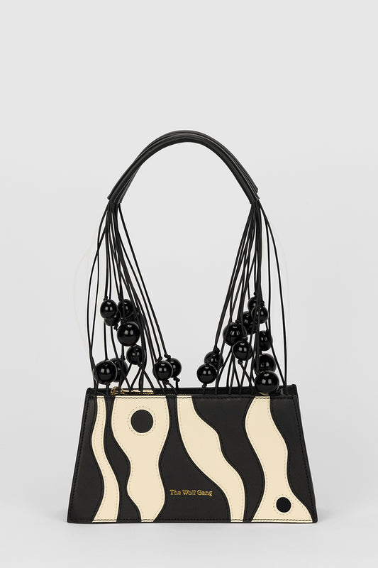Myra Abstract Shoulder Bag - Noir/Crème