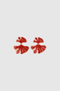 Red stud earrings with gold-sprayed sterling silver hardware, perfect for gifting.