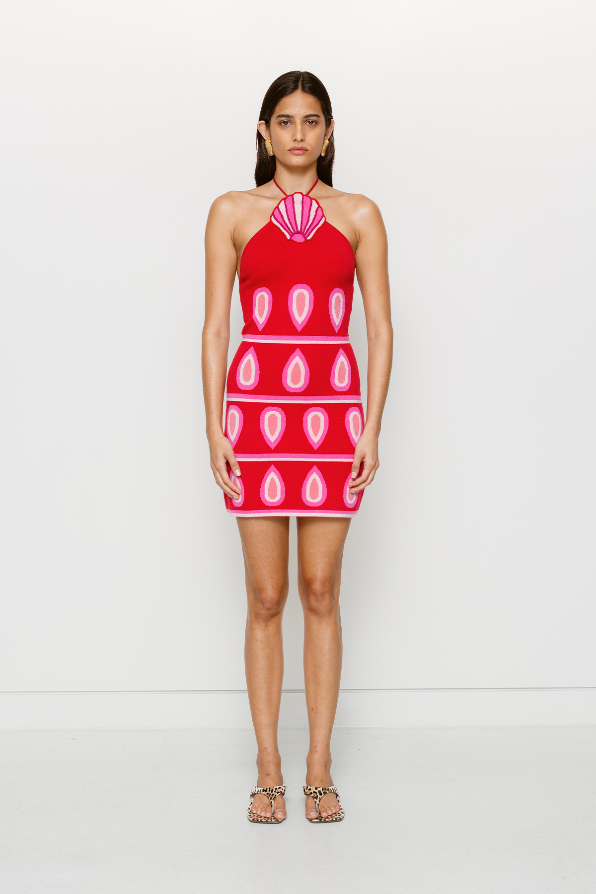 Concha Halter Mini Dress - Cherry