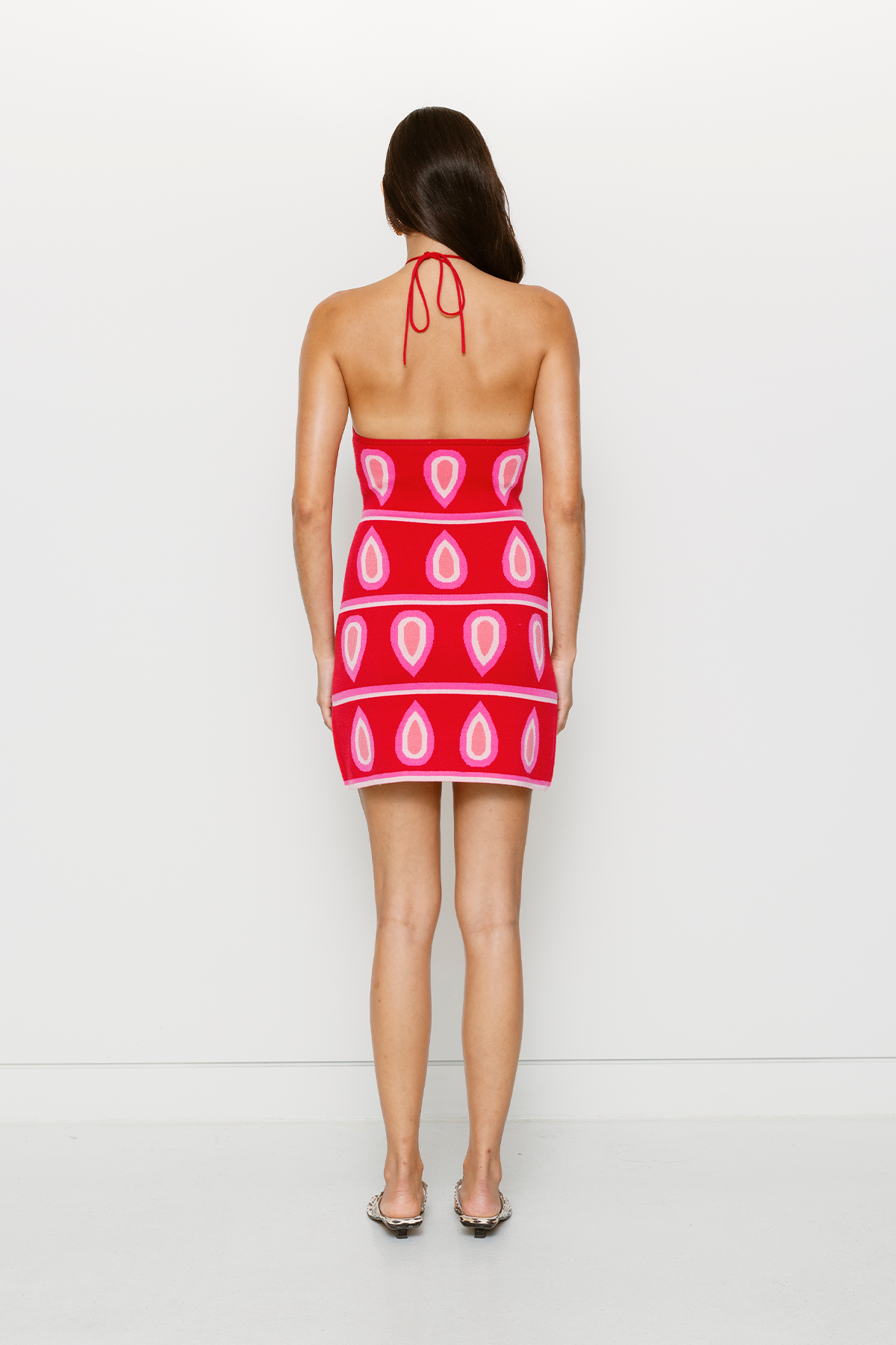 Concha Halter Mini Dress - Cherry