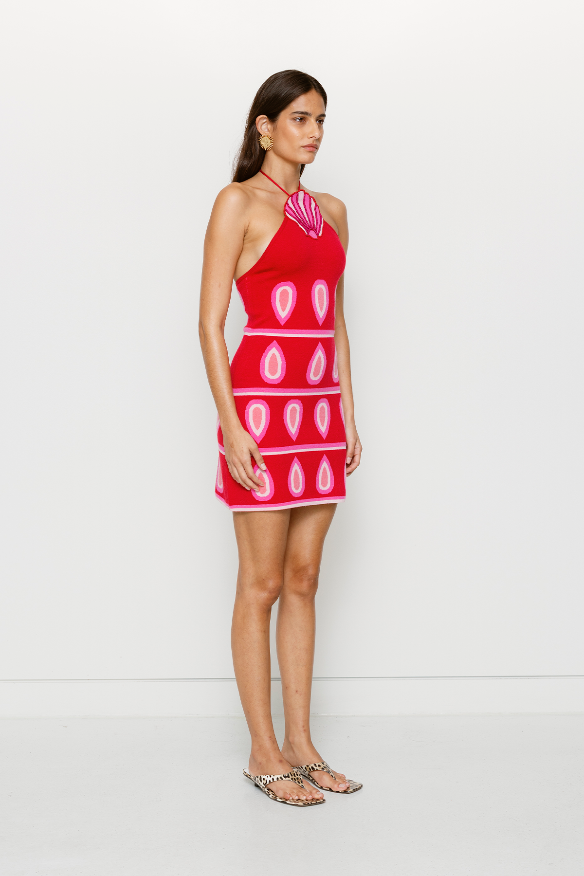 Concha Halter Mini Dress - Cherry