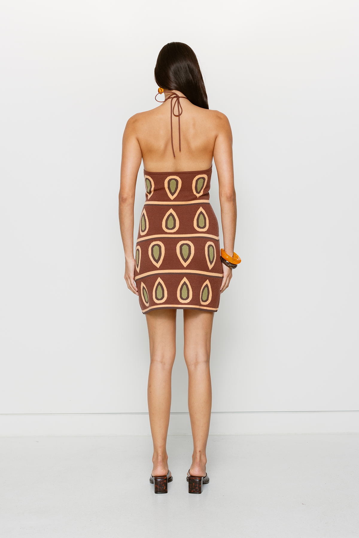 Concha Halter Mini Dress - Chocolate