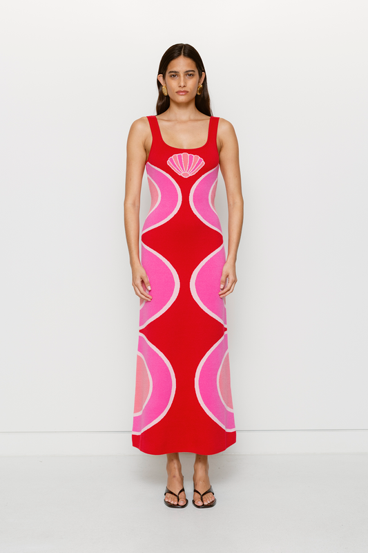 Concha Knit Maxi Dress - Cherry Shell
