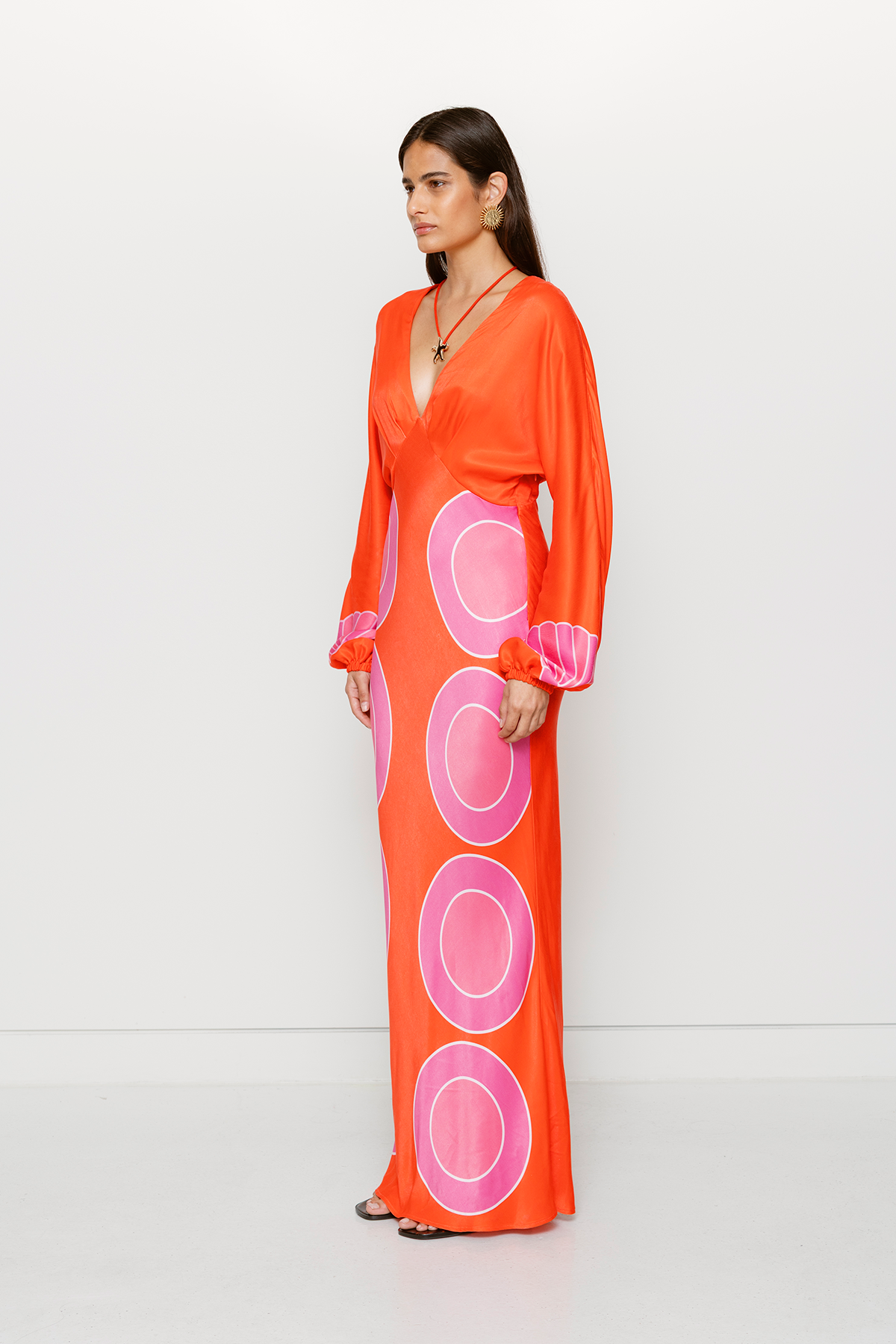 Concha Long Sleeve Maxi Dress - Cherry Shell