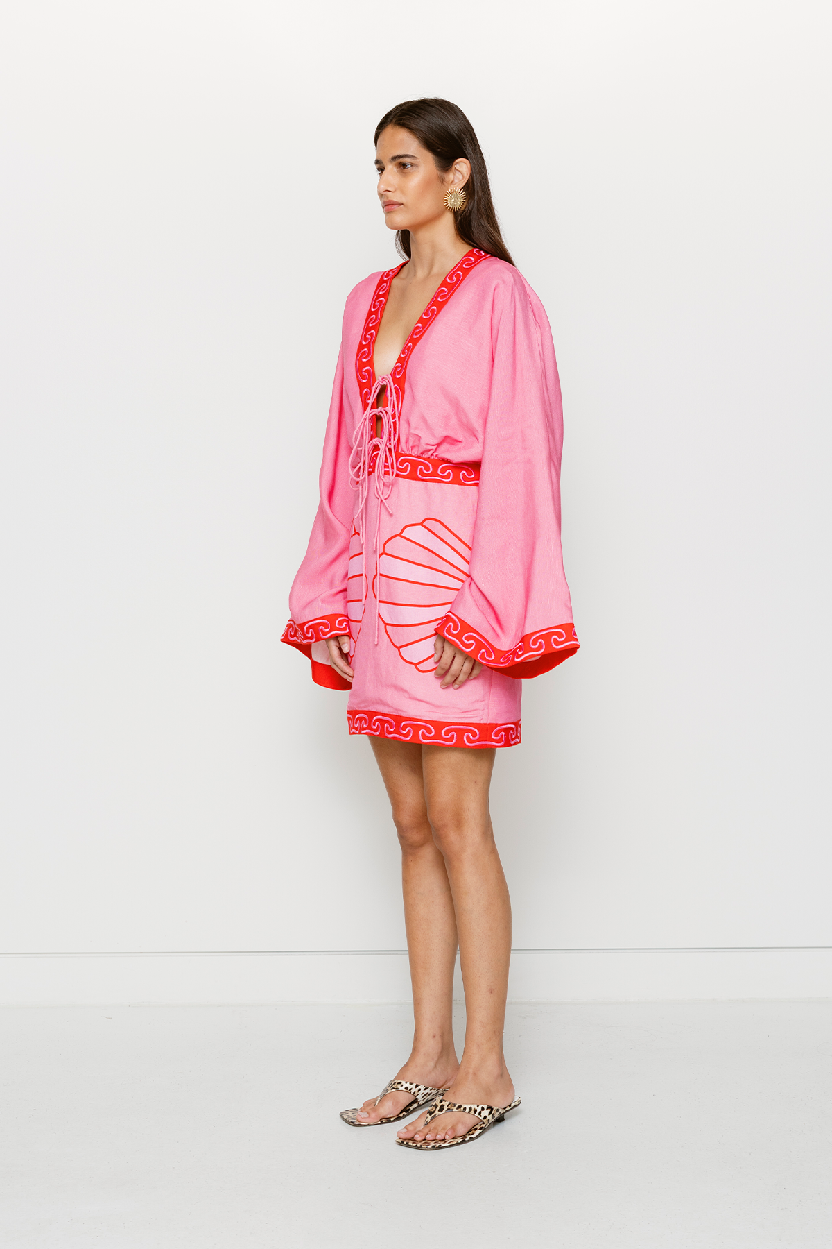 Concha Long Sleeve Mini Dress - Candy Shell