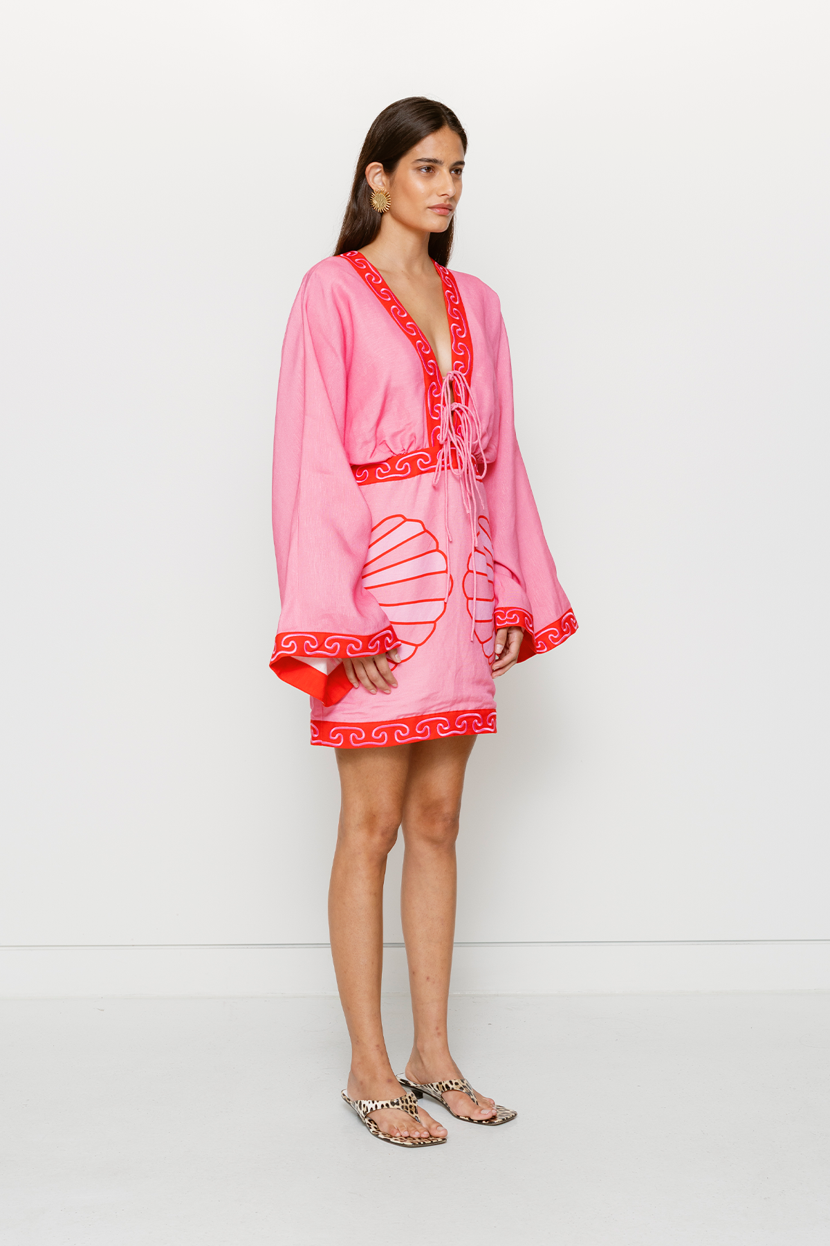 Concha Long Sleeve Mini Dress - Candy Shell