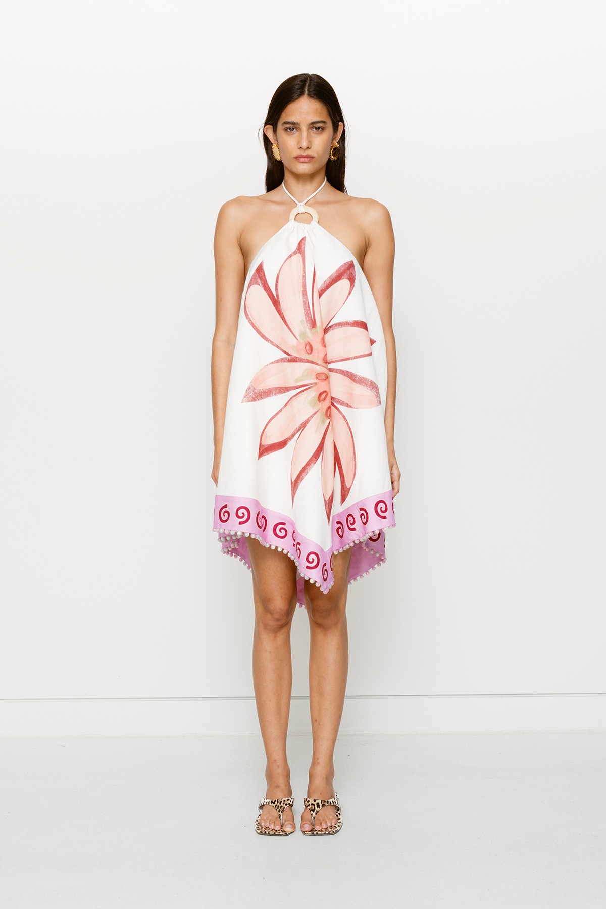 Dasia Asymmetric Dress - Cream Lotus