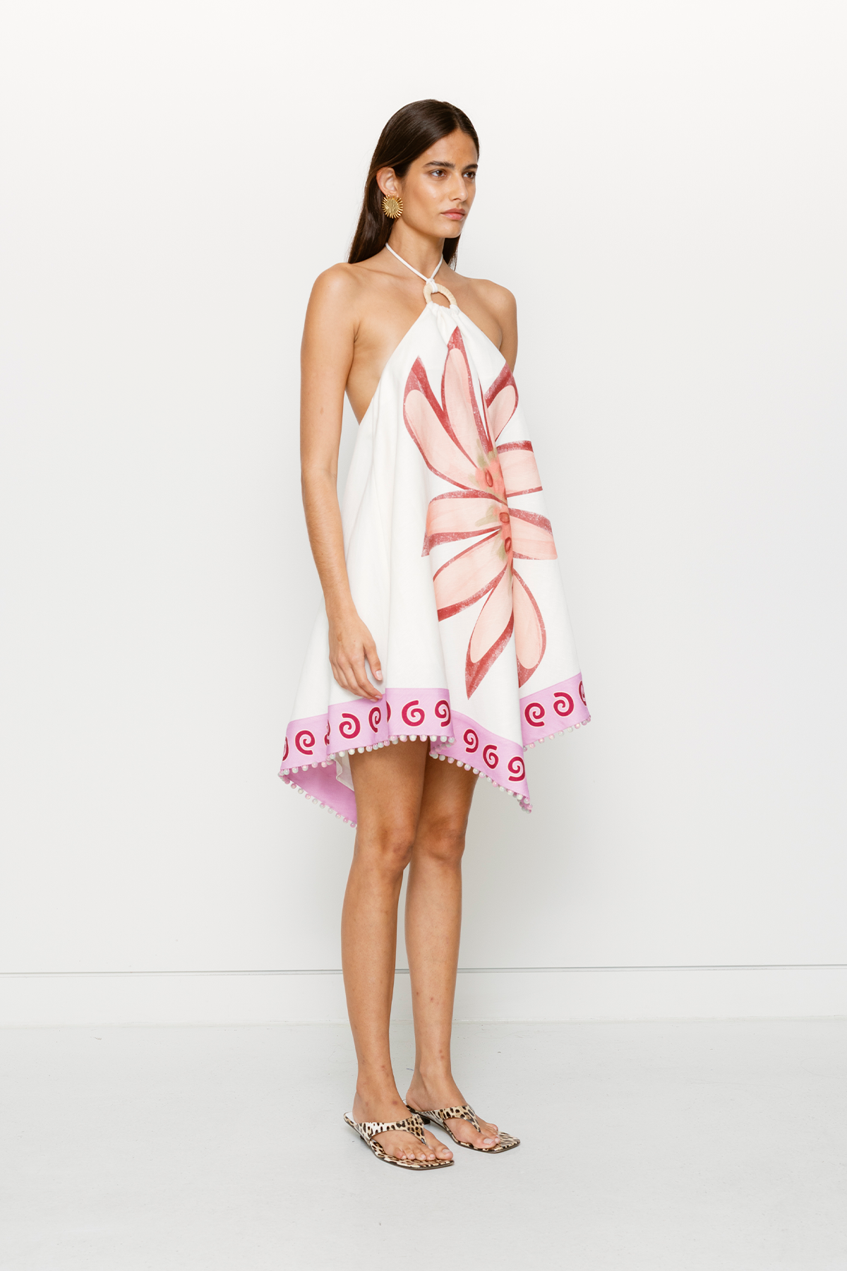 Dasia Asymmetric Dress - Cream Lotus