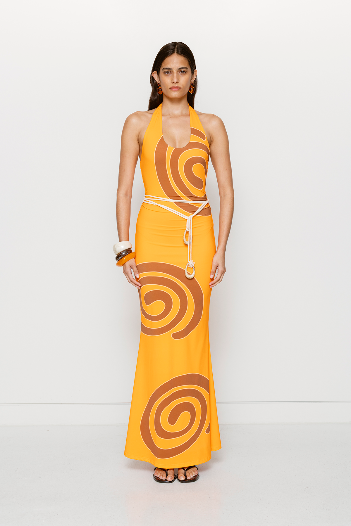 Giro Halter Dress - Tangerine Swirl