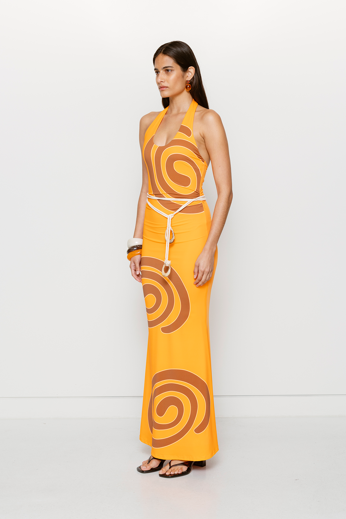 Giro Halter Dress - Tangerine Swirl