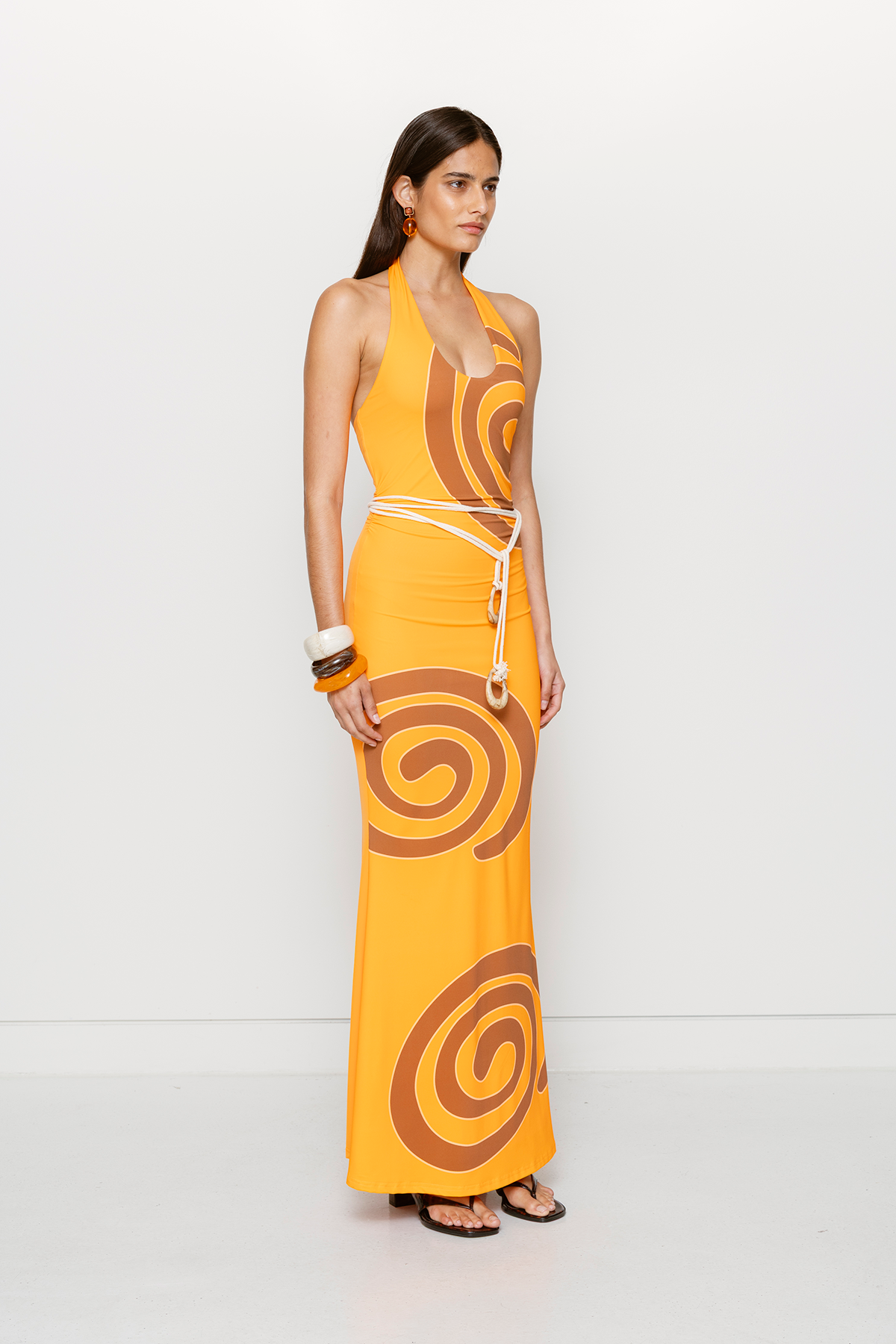Giro Halter Dress - Tangerine Swirl
