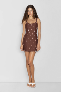 Luvia Beaded Mini Dress - Chocolate