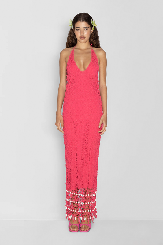 Reis Macrame Maxi Dress - Candy