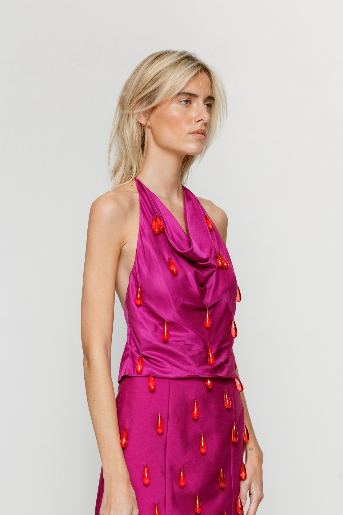 Joyas Cowl Neck Top - Fuchsia