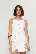 Sibel Denim Top - Ivory