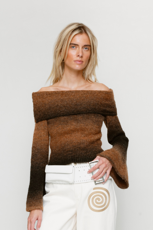 Soraya Knit Off Shoulder Top - Chocolate