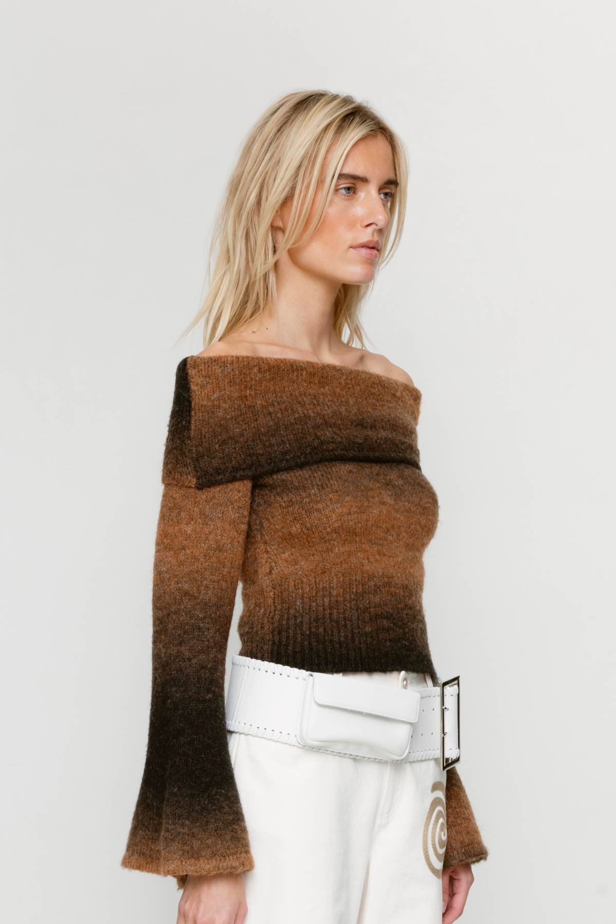 Soraya Knit Off Shoulder Top - Chocolate