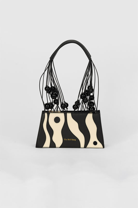 Myra Abstract Shoulder Bag - Noir/Crème