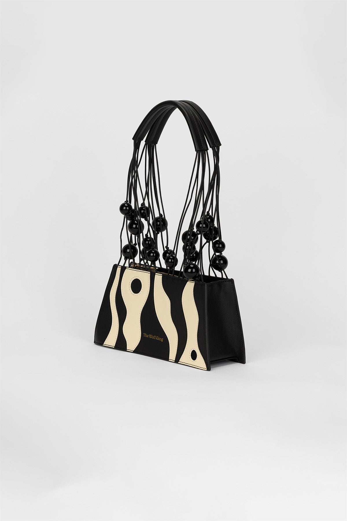 Myra Abstract Shoulder Bag - Noir/Crème