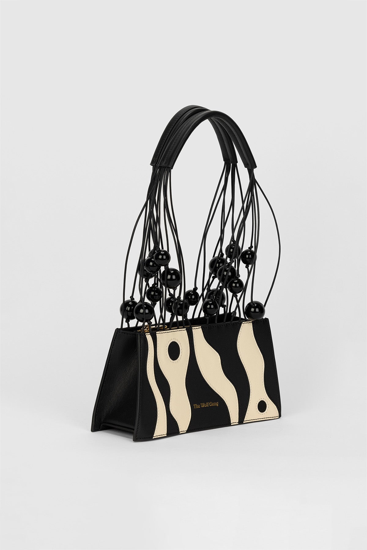 Myra Abstract Shoulder Bag - Noir/Crème