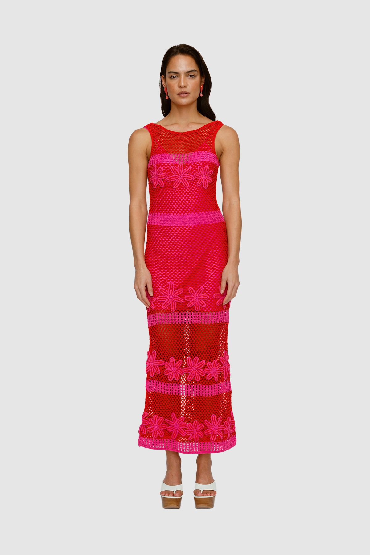 Alia Crochet Midi Dress - Fuchsia