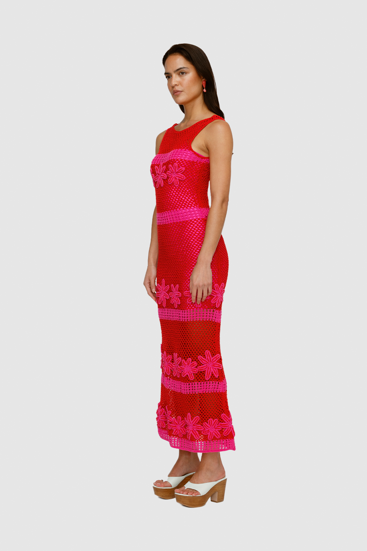 Alia Crochet Midi Dress - Fuchsia