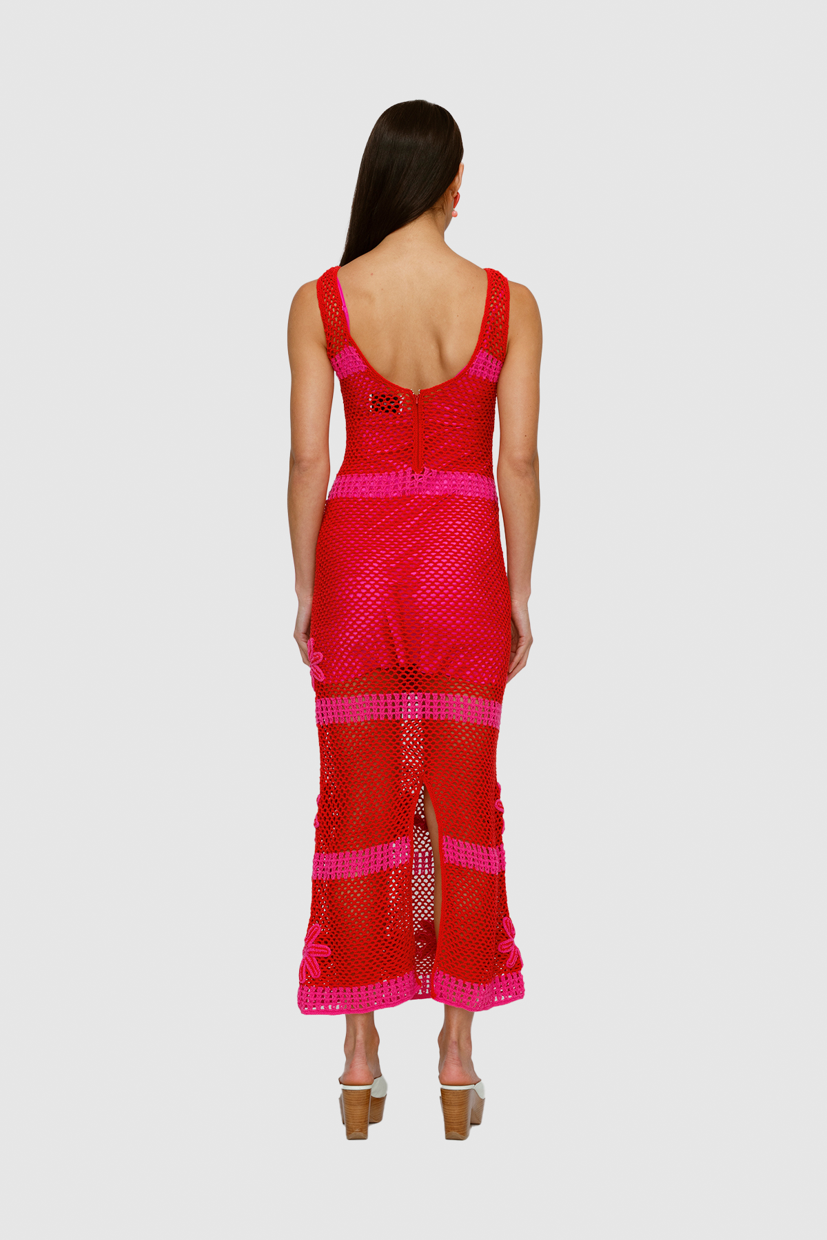 Alia Crochet Midi Dress - Fuchsia